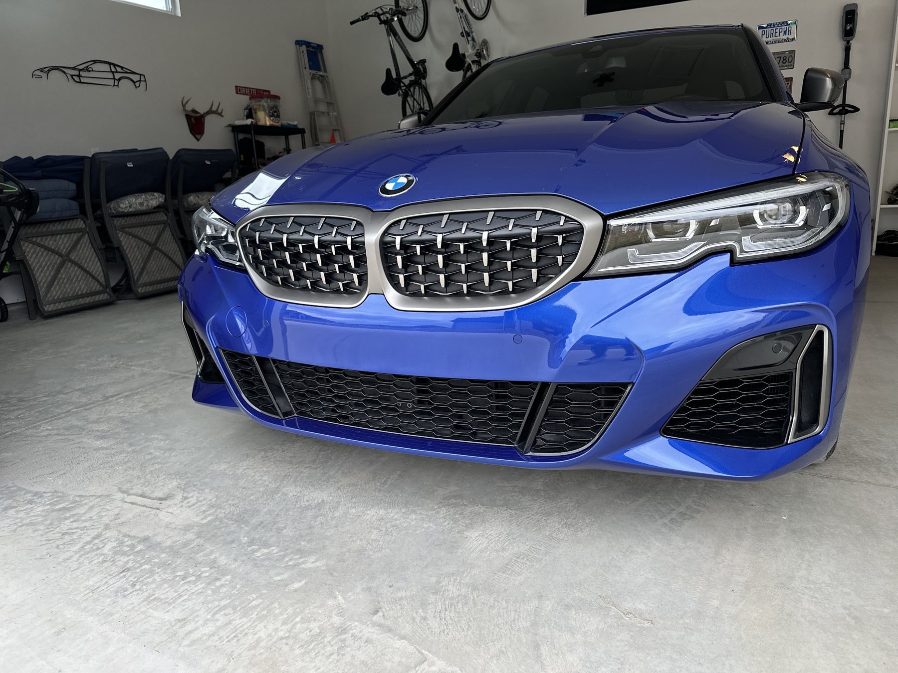 Blue BMW after repair